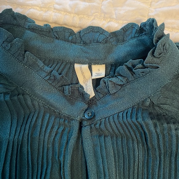 Treasure & Bond Dark Green Pleated Dress - Size S - Picture 2 of 4